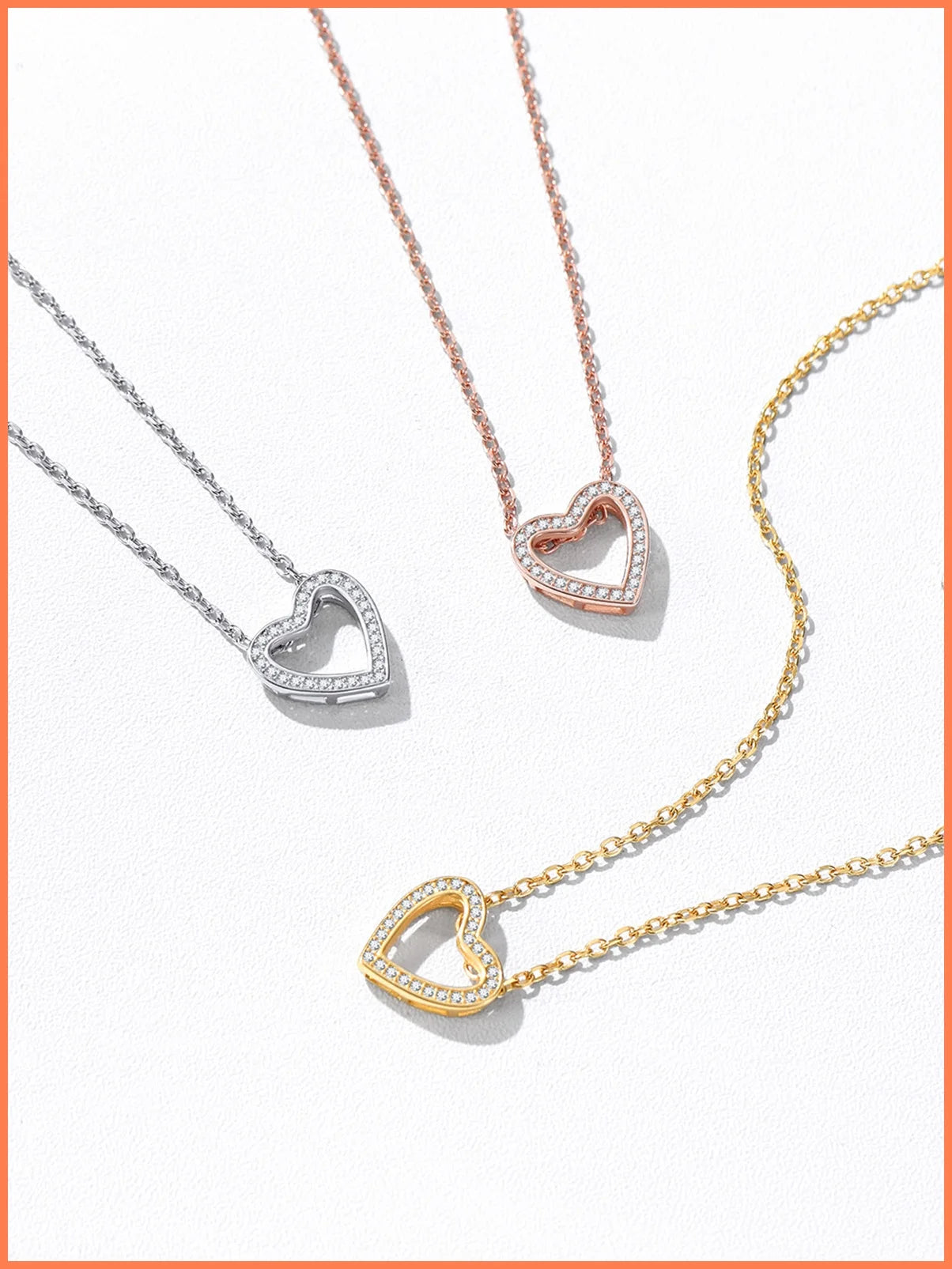 925 Sterling Silver Heart Necklace for Women Love Pendant Necklaces Hypoallergenic Simple Jewelry for Wife Mom Daughter - Rose Gold