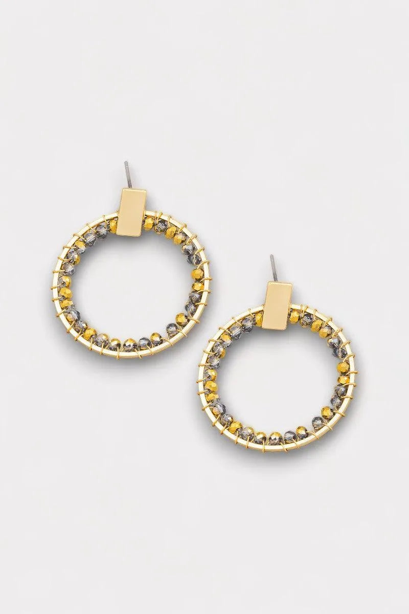 Circle Glass Inner Bead Push Back Closure Earrings