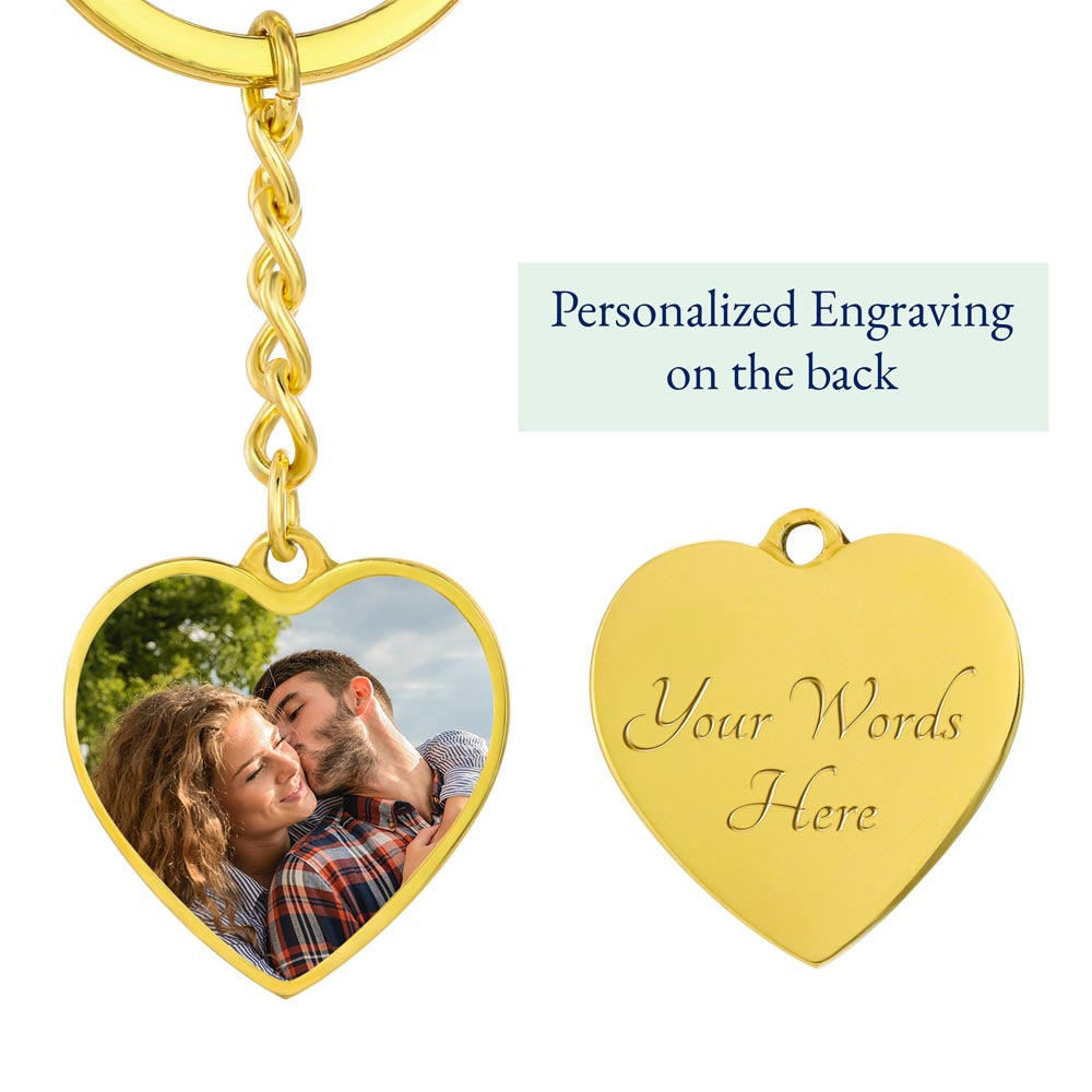 Photo Heart Keychain - Gold or Silver