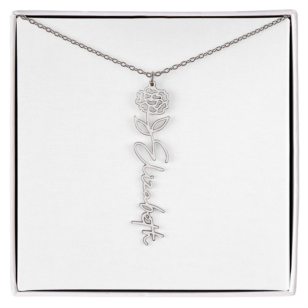 Flower Name Necklace - Gold or Stainless Steel