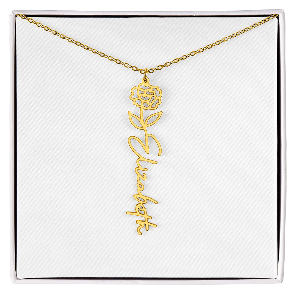 Flower Name Necklace - Gold or Stainless Steel