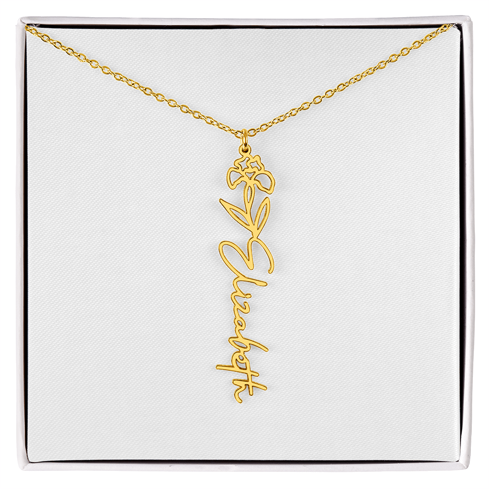 Flower Name Necklace - Gold or Stainless Steel