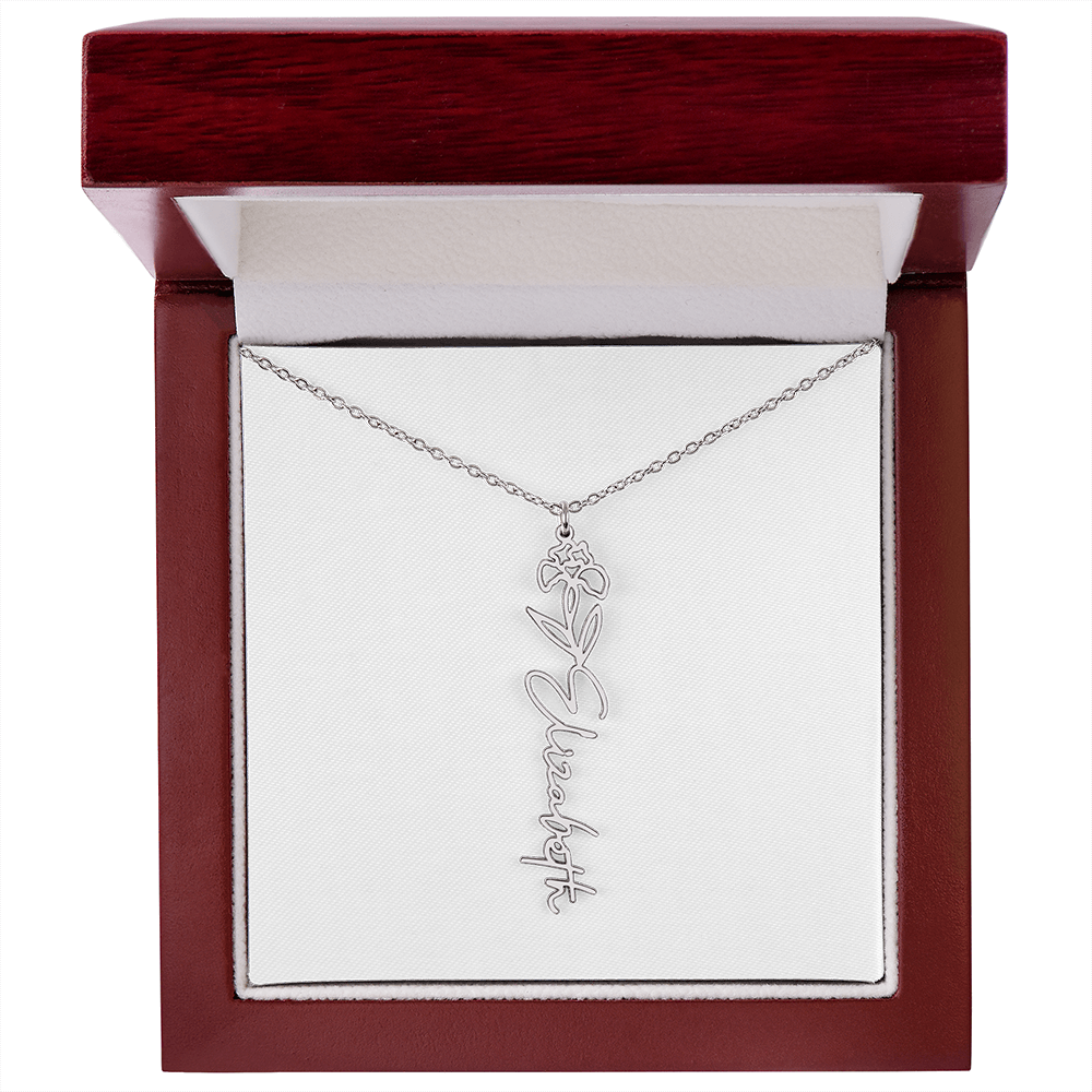 Flower Name Necklace - Gold or Stainless Steel
