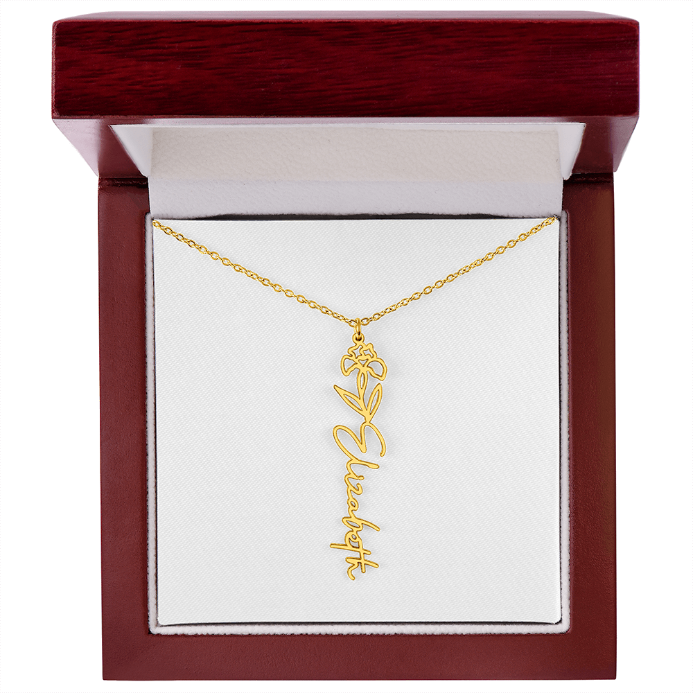 Flower Name Necklace - Gold or Stainless Steel