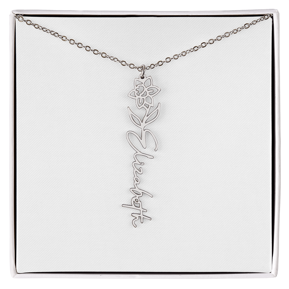 Flower Name Necklace - Gold or Stainless Steel