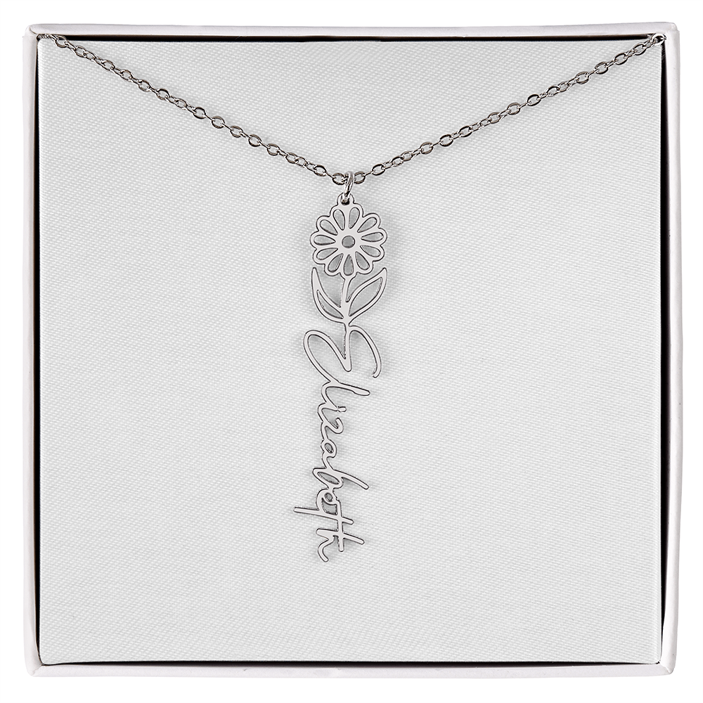 Flower Name Necklace - Gold or Stainless Steel