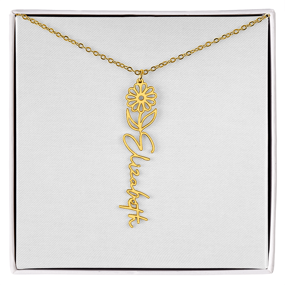 Flower Name Necklace - Gold or Stainless Steel