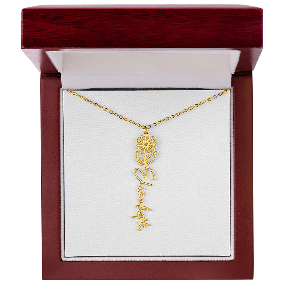 Flower Name Necklace - Gold or Stainless Steel