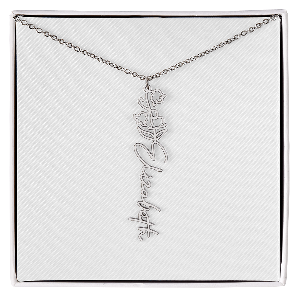 Flower Name Necklace - Gold or Stainless Steel
