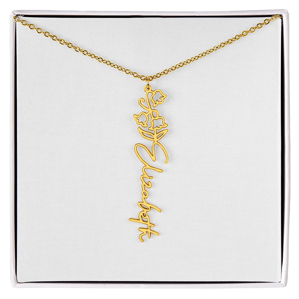 Flower Name Necklace - Gold or Stainless Steel