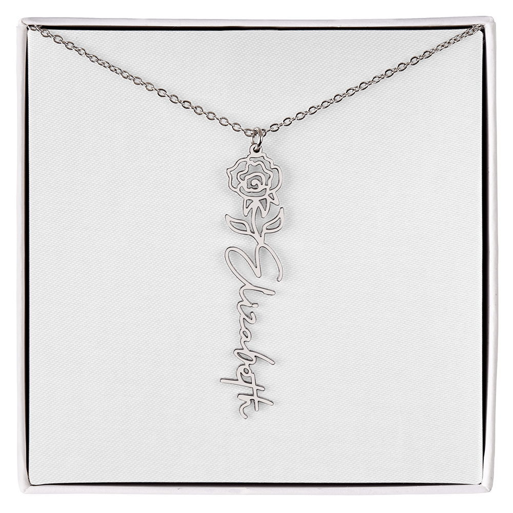 Flower Name Necklace - Gold or Stainless Steel