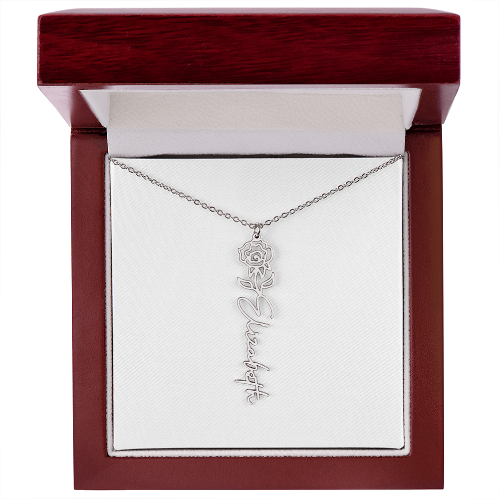 Flower Name Necklace - Gold or Stainless Steel