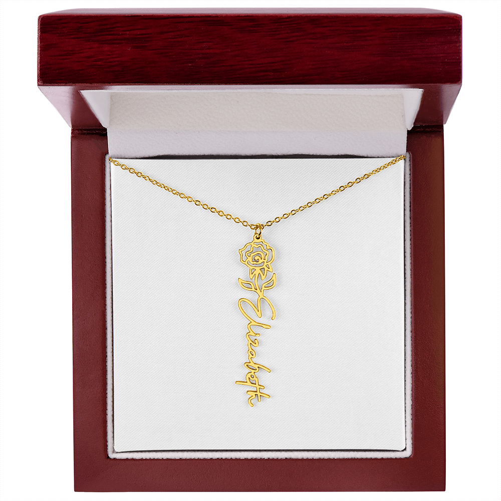 Flower Name Necklace - Gold or Stainless Steel