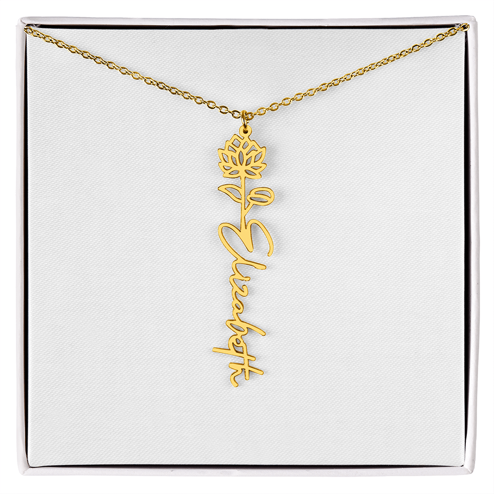 Flower Name Necklace - Gold or Stainless Steel