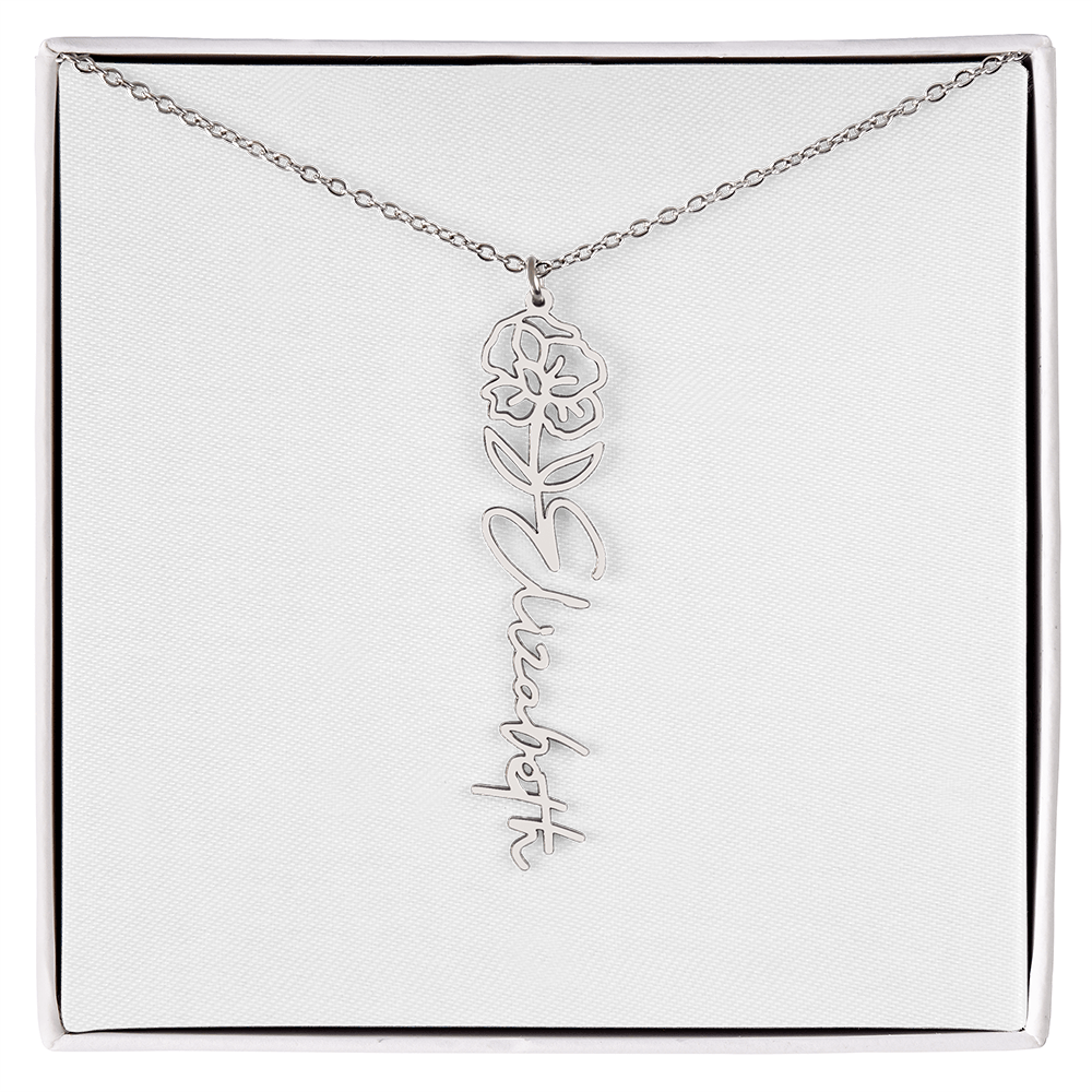 Flower Name Necklace - Gold or Stainless Steel