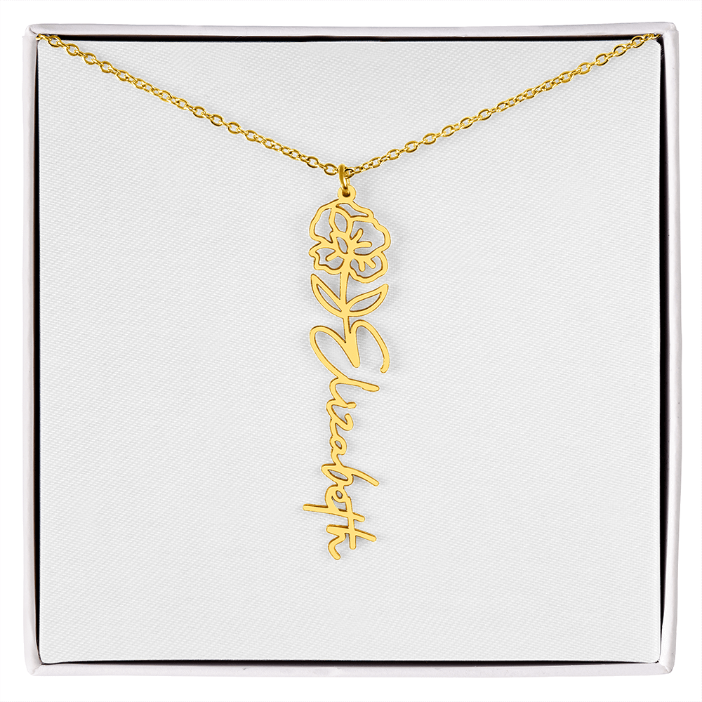 Flower Name Necklace - Gold or Stainless Steel