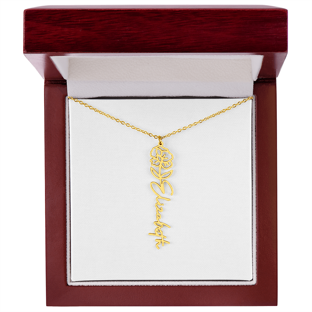 Flower Name Necklace - Gold or Stainless Steel