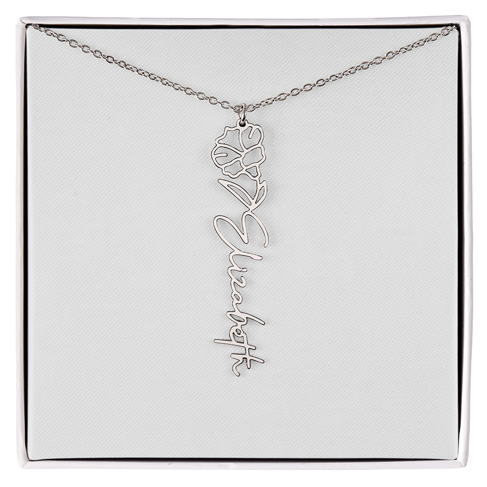 Flower Name Necklace - Gold or Stainless Steel