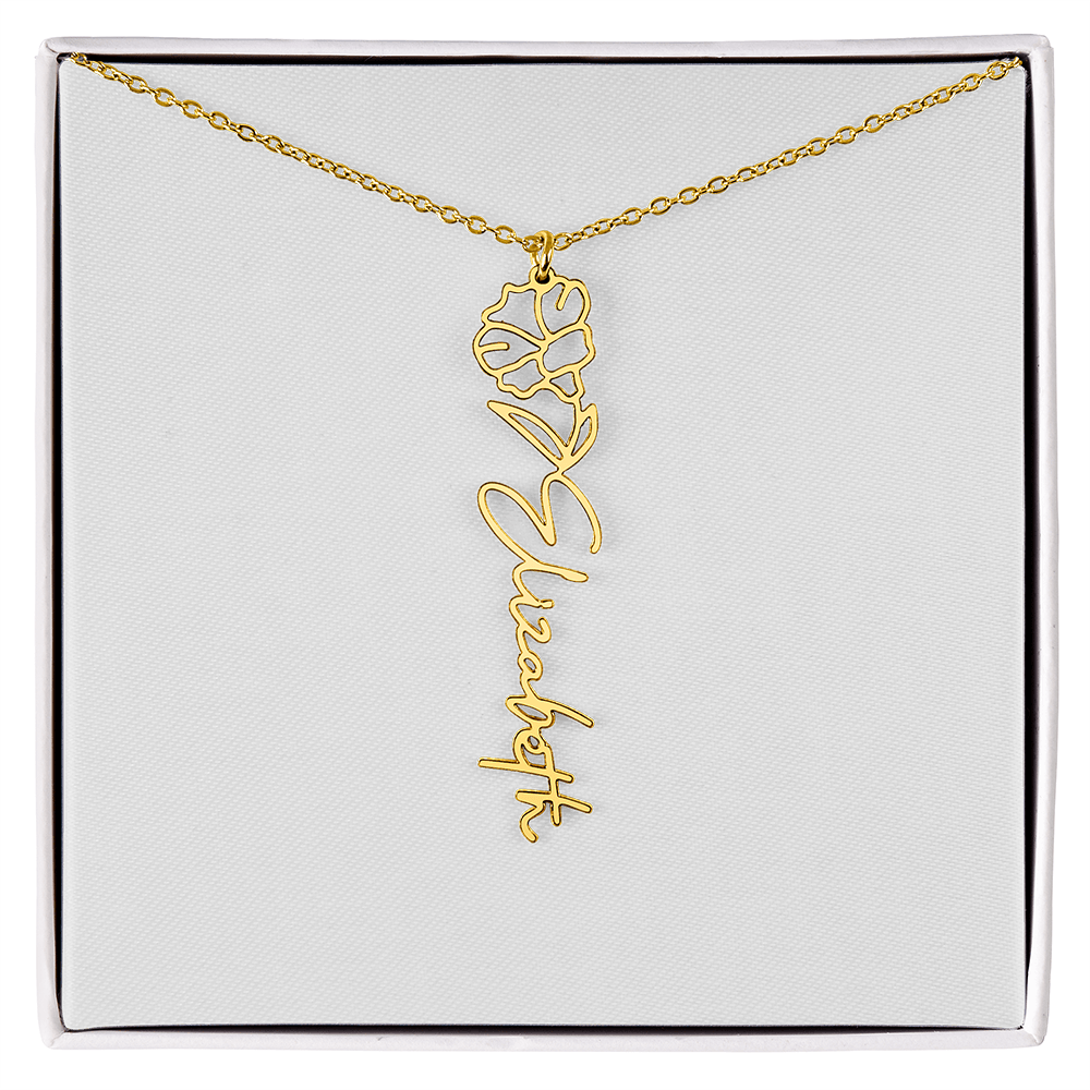 Flower Name Necklace - Gold or Stainless Steel