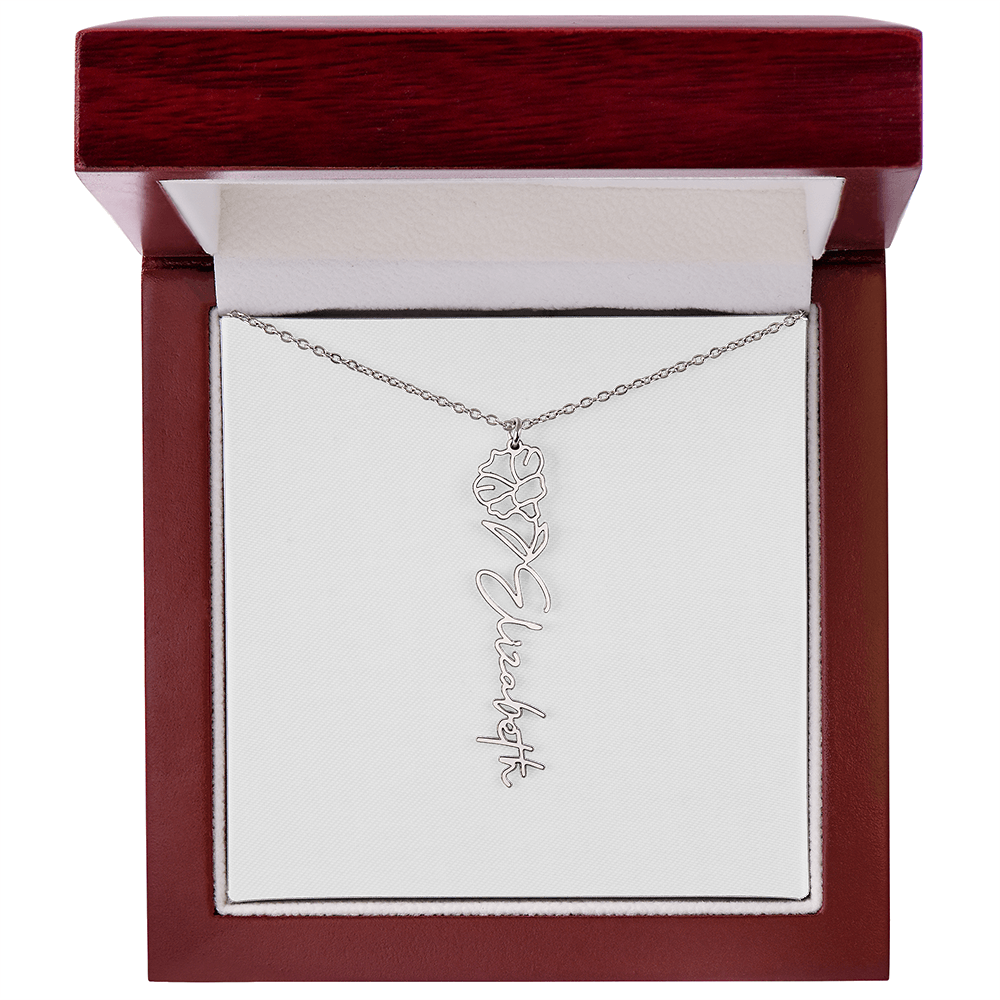Flower Name Necklace - Gold or Stainless Steel