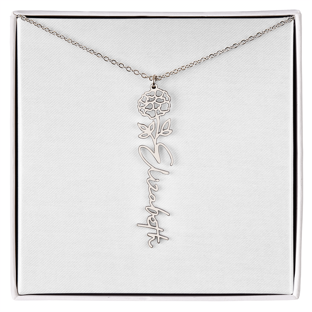 Flower Name Necklace - Gold or Stainless Steel