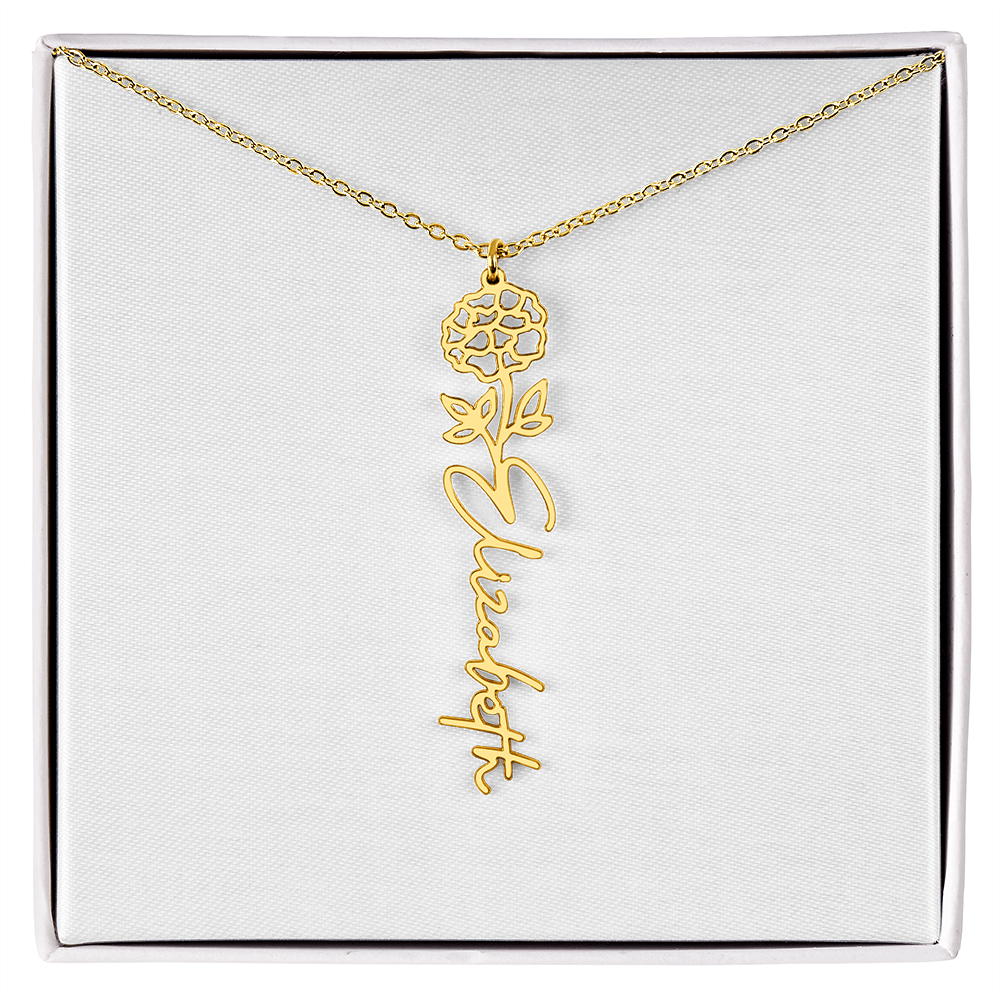 Flower Name Necklace - Gold or Stainless Steel