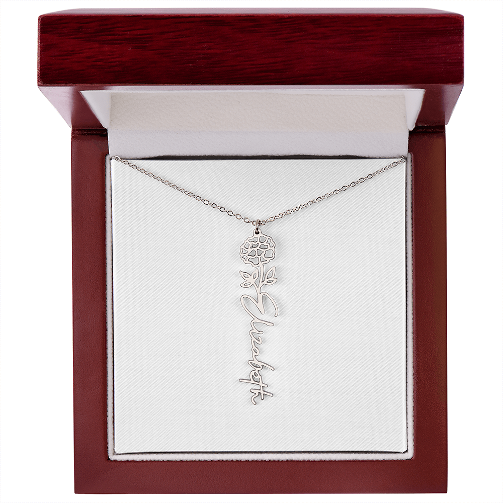 Flower Name Necklace - Gold or Stainless Steel