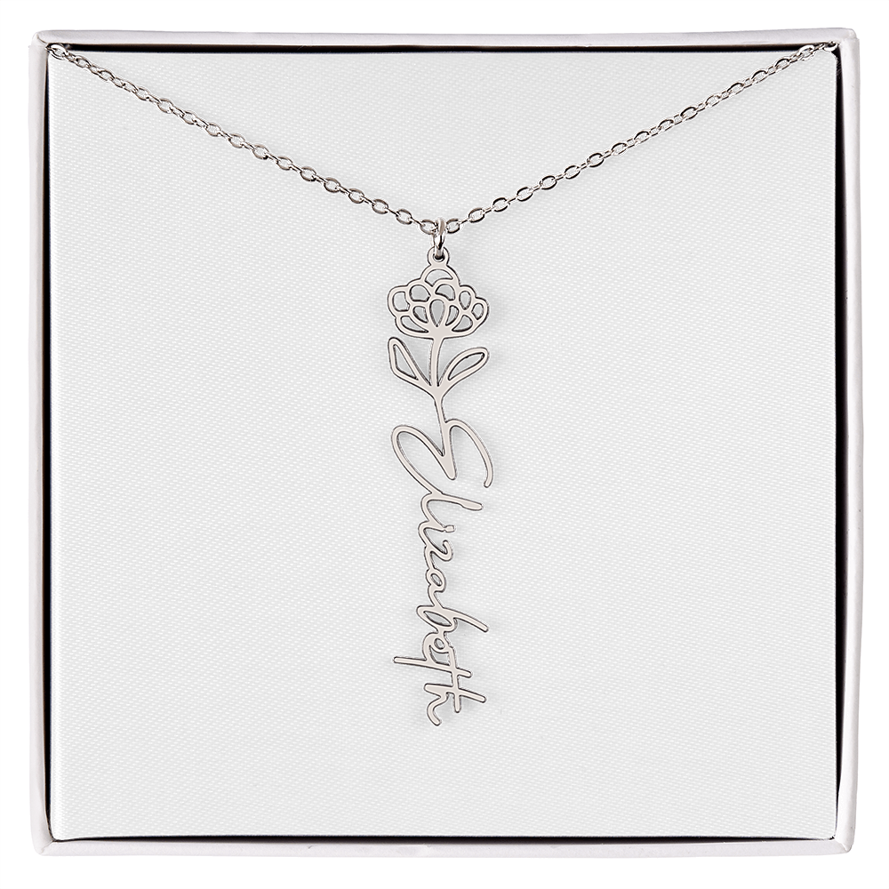 Flower Name Necklace - Gold or Stainless Steel