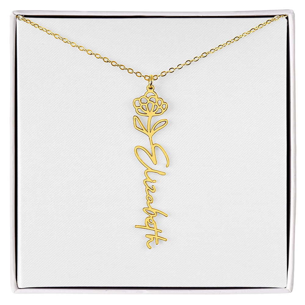 Flower Name Necklace - Gold or Stainless Steel