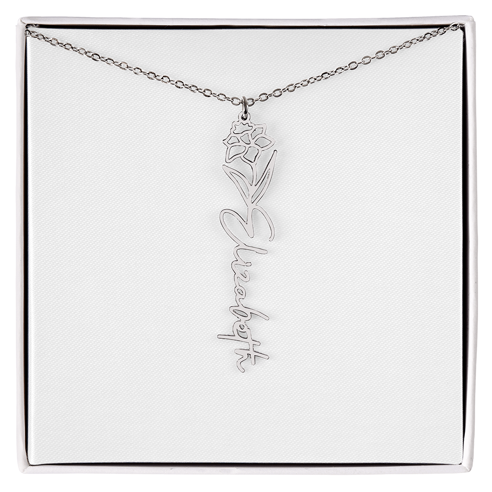 Flower Name Necklace - Gold or Stainless Steel