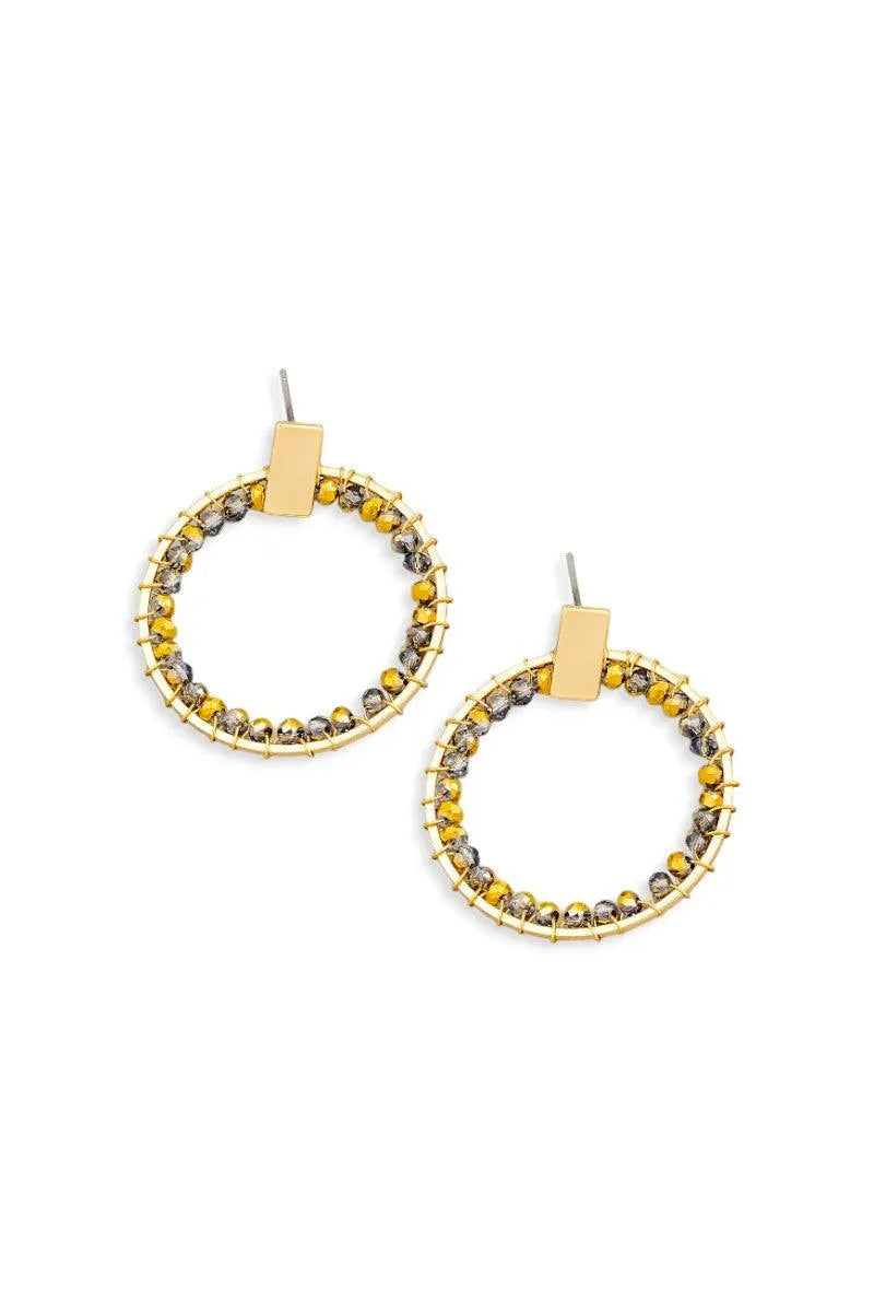 Circle Glass Inner Bead Push Back Closure Earrings