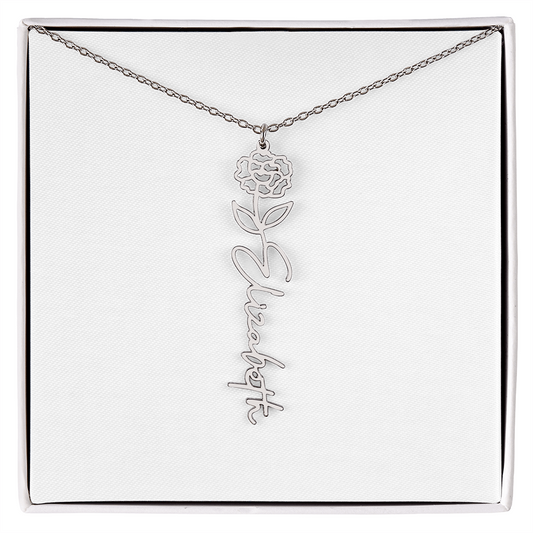 Flower Name Necklace - Gold or Stainless Steel