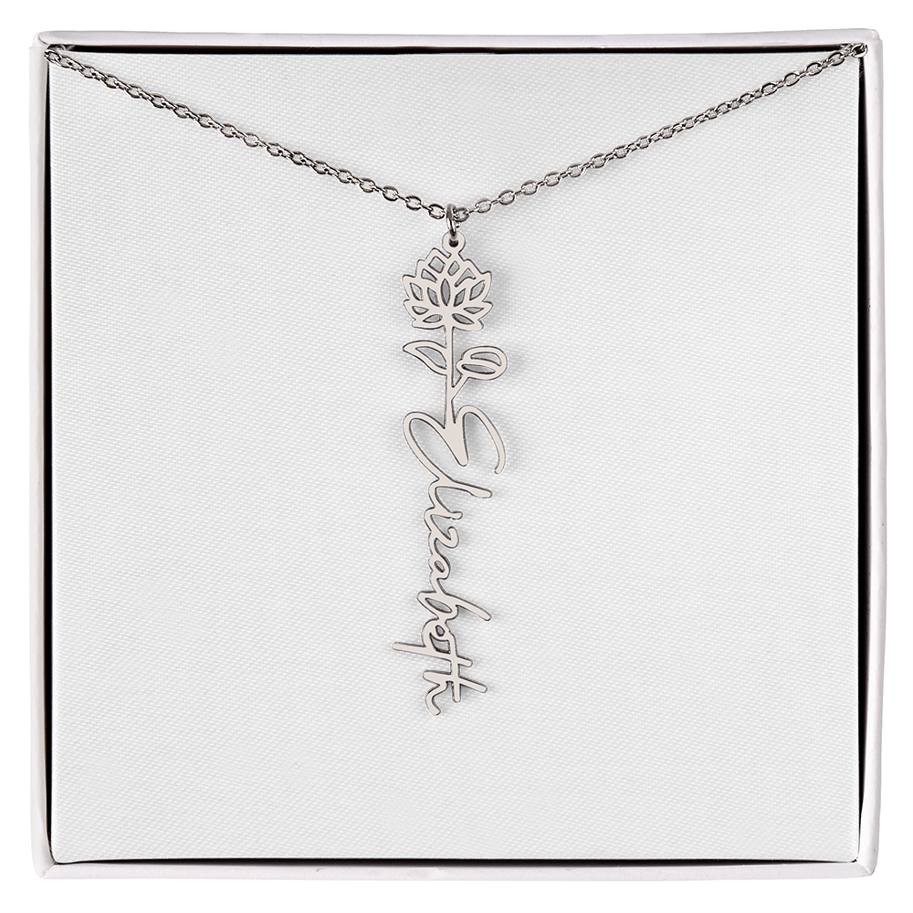 Flower Name Necklace - Gold or Stainless Steel