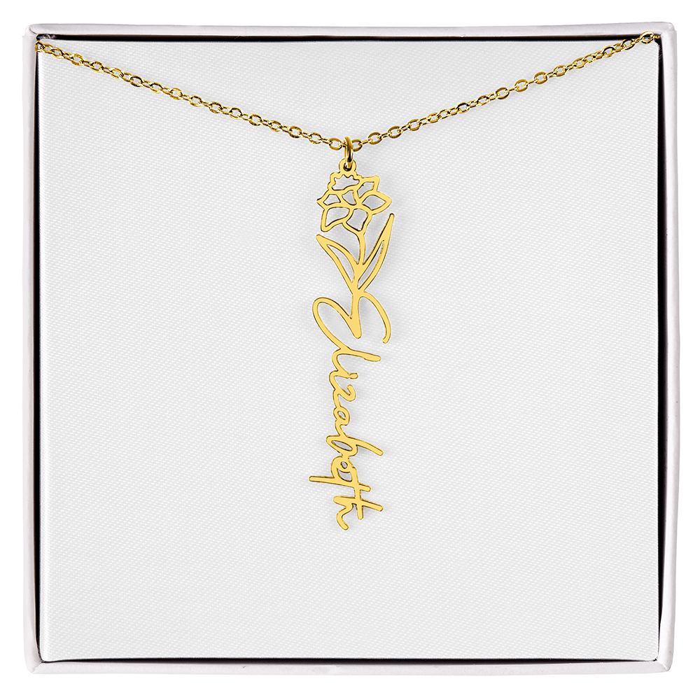 Flower Name Necklace - Gold or Stainless Steel