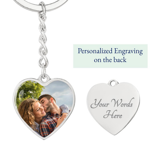 Photo Heart Keychain - Gold or Silver