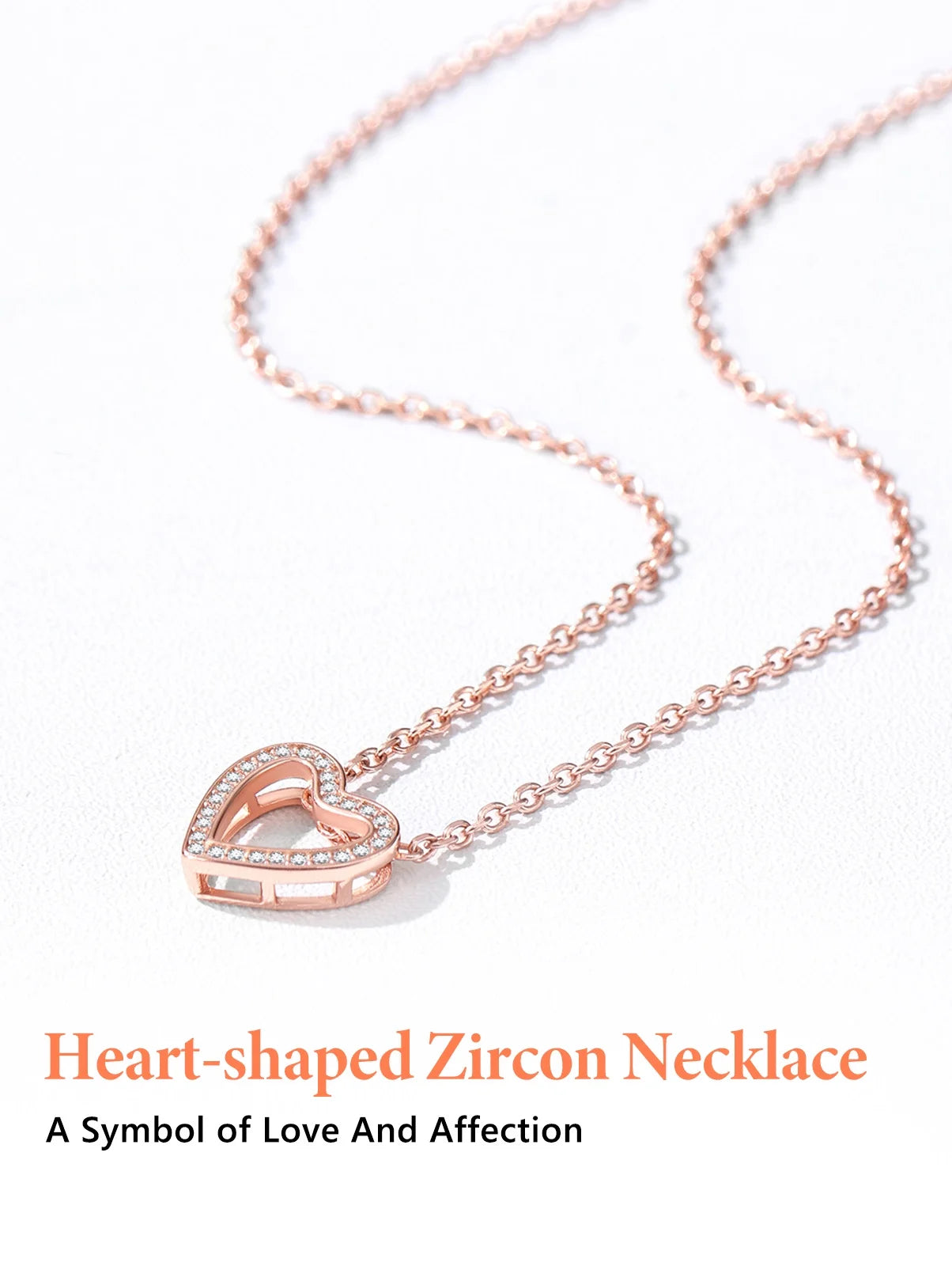 925 Sterling Silver Heart Necklace for Women Love Pendant Necklaces Hypoallergenic Simple Jewelry for Wife Mom Daughter - Rose Gold