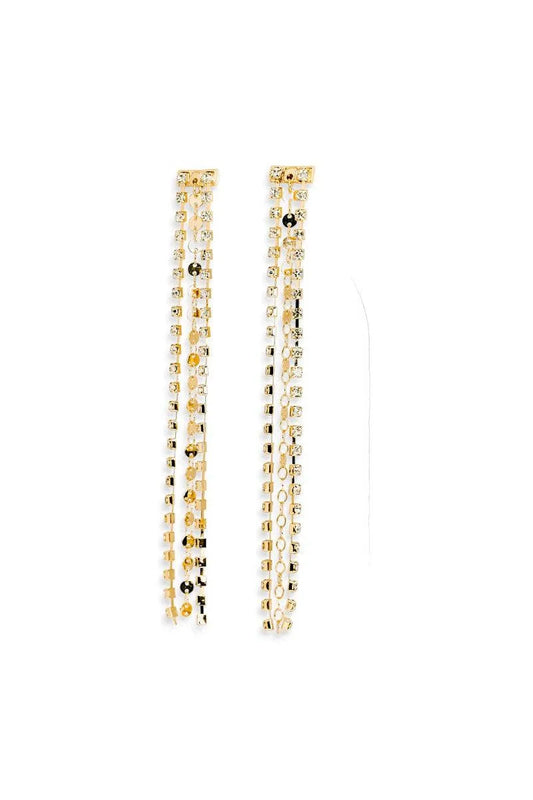 Dainty 3 Layer Tassel Rhinestone Crystal Fringe Earring
